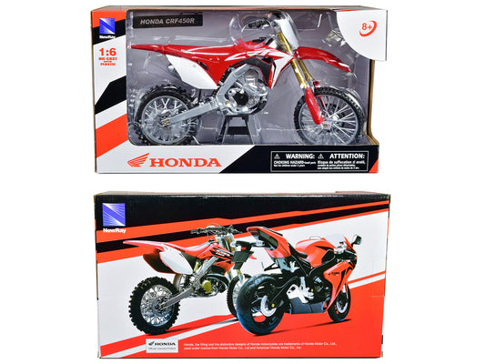 Honda CRF450R Dirt Bike Motorcycle Red and White 1/6 Diecast Model by New Ray-0