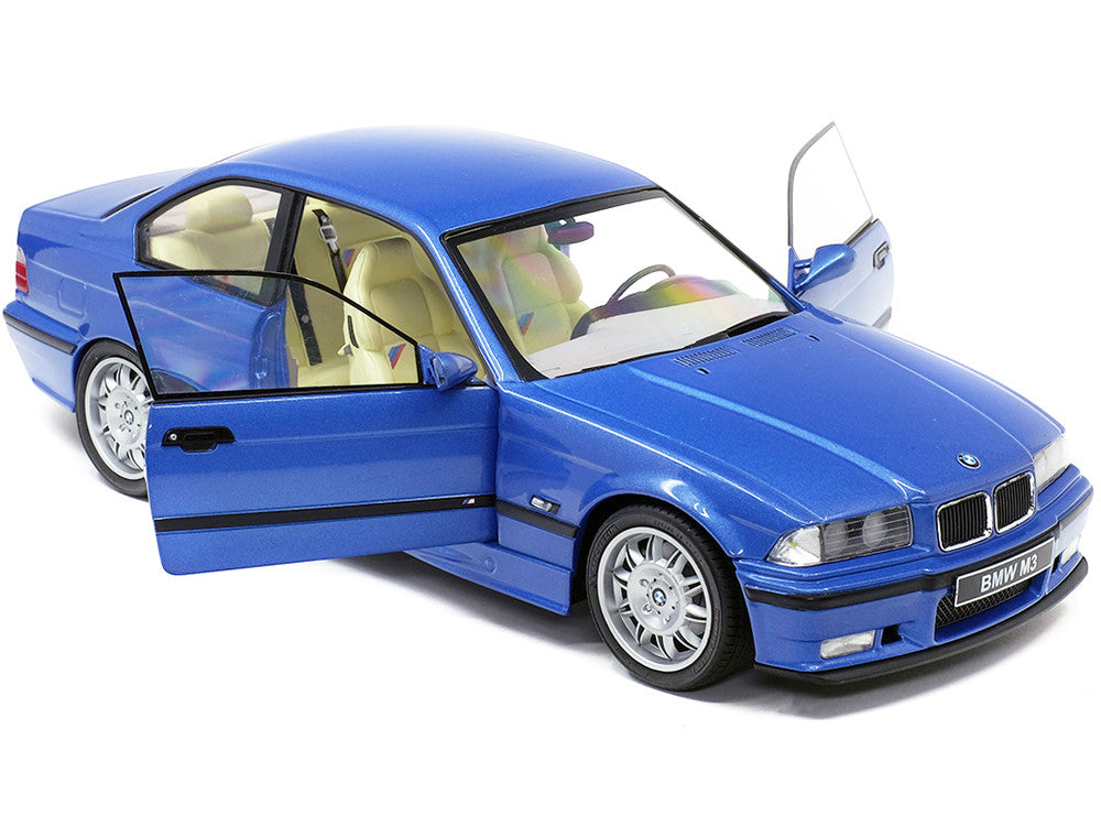 1994 BMW E36 M3 Blue Estoril Metallic 1/18 Diecast Model Car by Solido-1