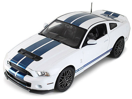 2013 Ford Shelby Cobra GT500 SVT White with Blue Stripes 1/18 Diecast Car Model by Shelby Collectibles-0