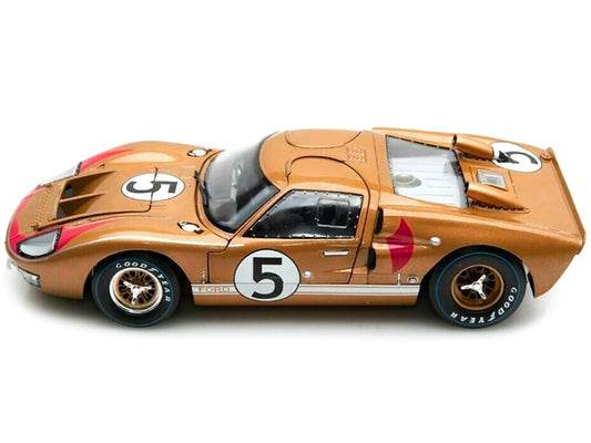 1966 Ford GT-40 MK II RHD (Right hand Drive) #5 Gold 24H of Le Mans 1/18 Diecast Model Car by Shelby Collectibles-0