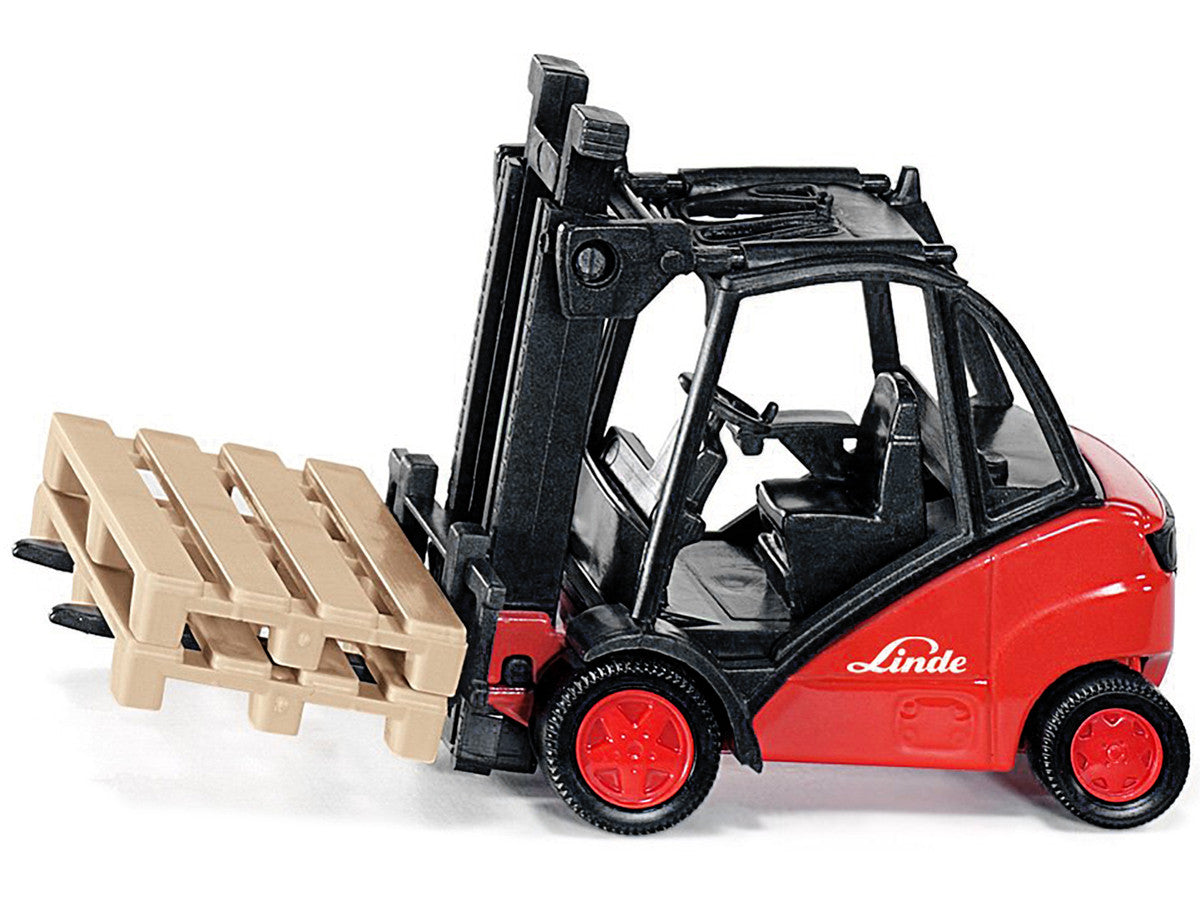 Linde Forklift Truck Red with 2 Pallet Accessories 1/50 Diecast Model by Siku-1